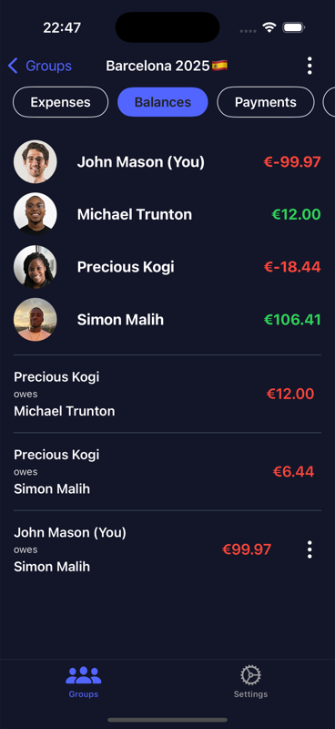 BuddySplit Balances Screenshot